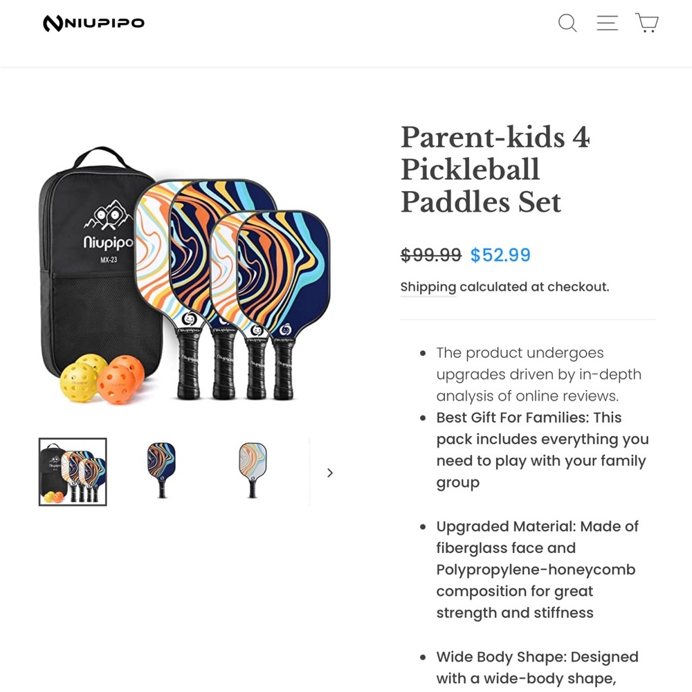 Parent-Kids Pickleball Paddle Set - Multicolor